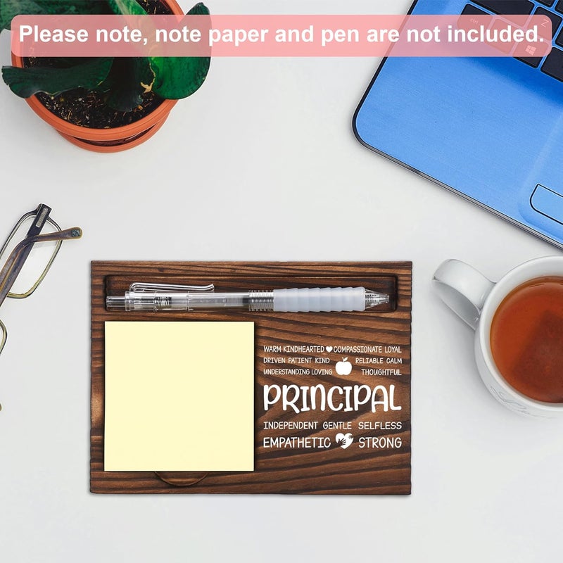 FTONENI Principal Appreciation Gifts, Thank You Gift for Principal, Gifts for Office Coworkers, Sticky Note Holder Wooden Notepad & Pen Holder 6.5" x 4.7" - FTA246 - Image 4